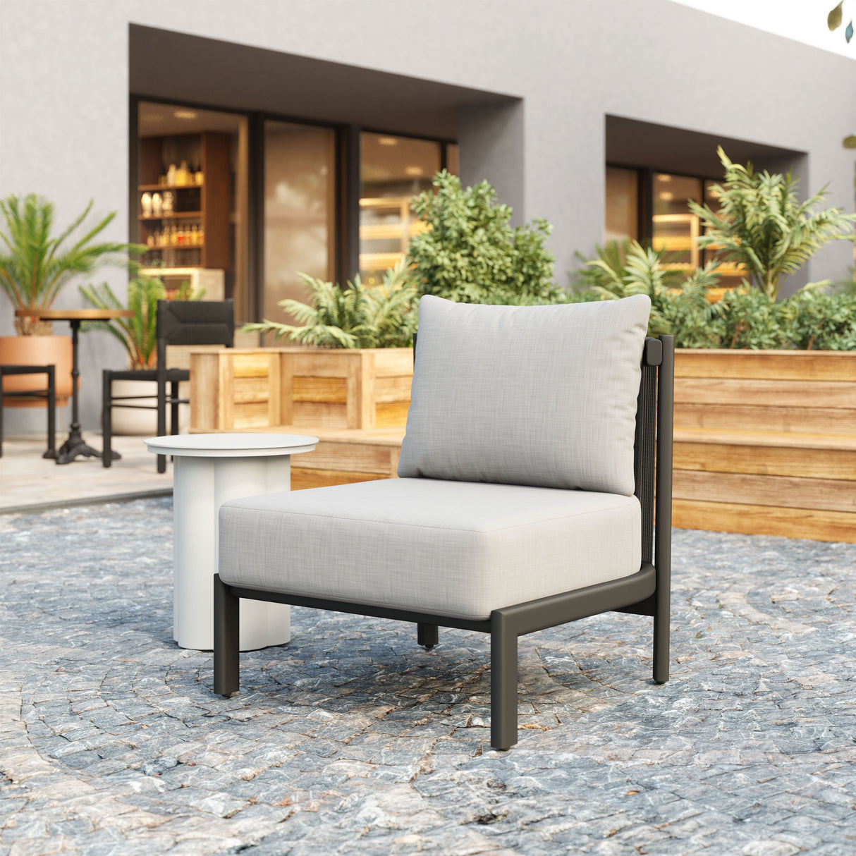 Horizon Gray Outdoor Accent Chair by Zuomod at Eve Furniture