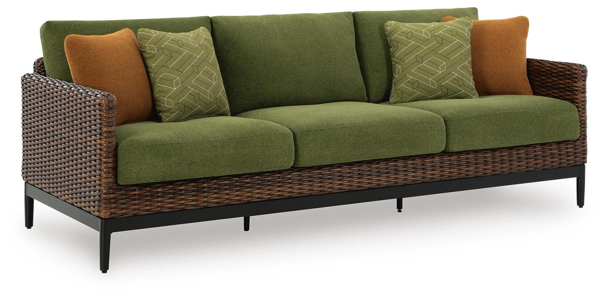 Horizon Hall Brown/Green Outdoor Sofa, 2 Lounge Chairs and 2 Ottomans