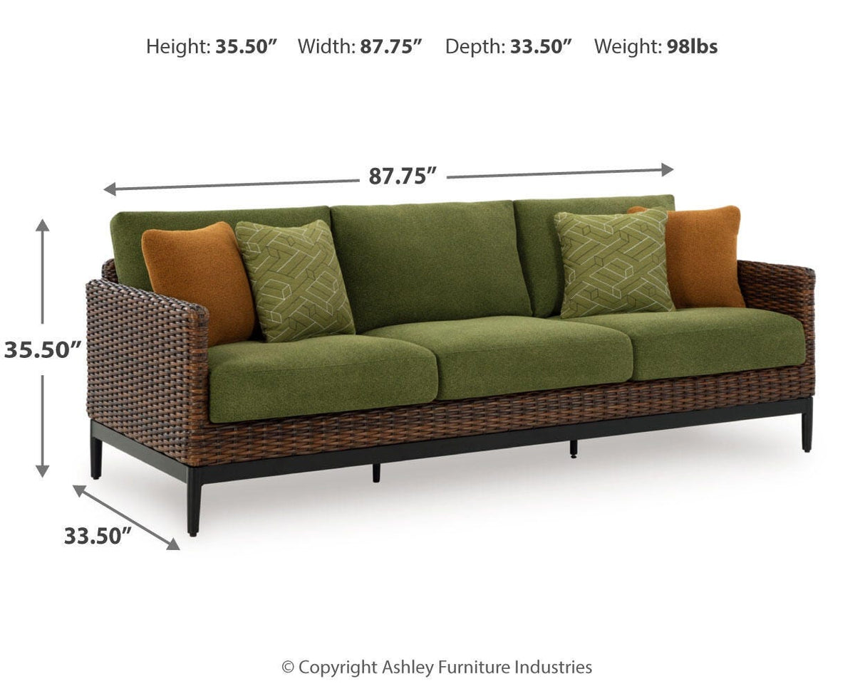 Horizon Hall Brown/Green Outdoor Sofa, 2 Lounge Chairs and 2 Ottomans