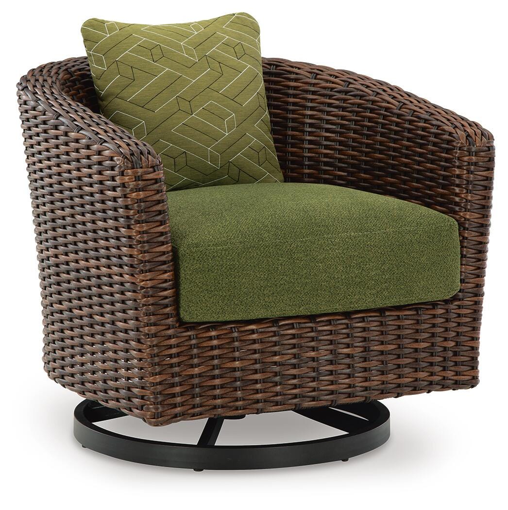 Horizon Hall Brown/Green Outdoor Sofa, 2 Lounge Chairs and 2 Ottomans