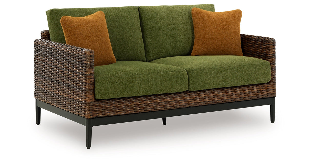 Horizon Hall Brown/Green Outdoor Sofa and Loveseat