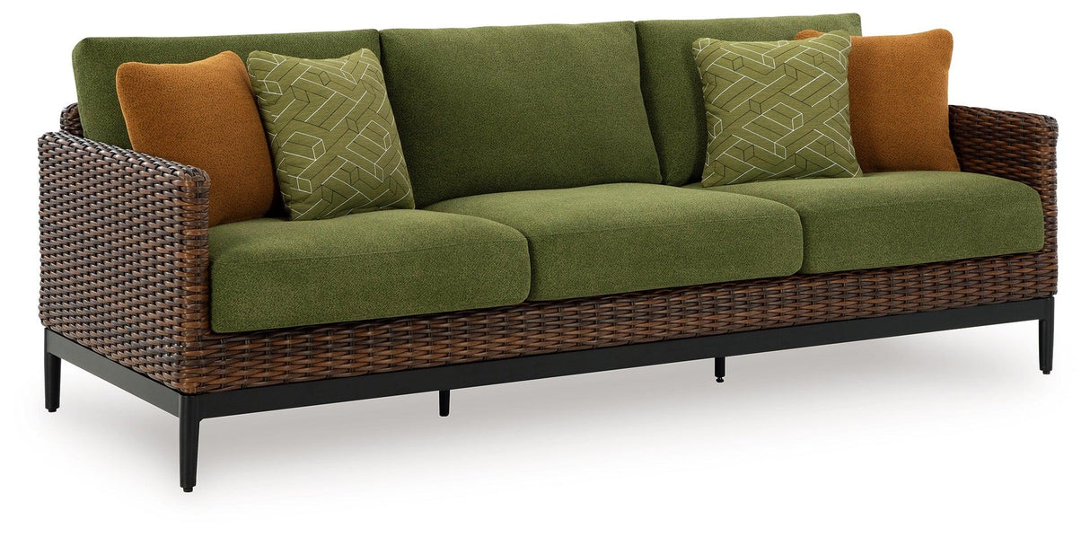 Horizon Hall Brown/Green Outdoor Sofa with Cushion by Ashley at Eve Furniture
