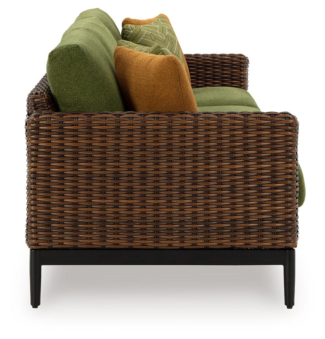 Horizon Hall Brown/Green Outdoor Sofa with Cushion by Ashley at Eve Furniture