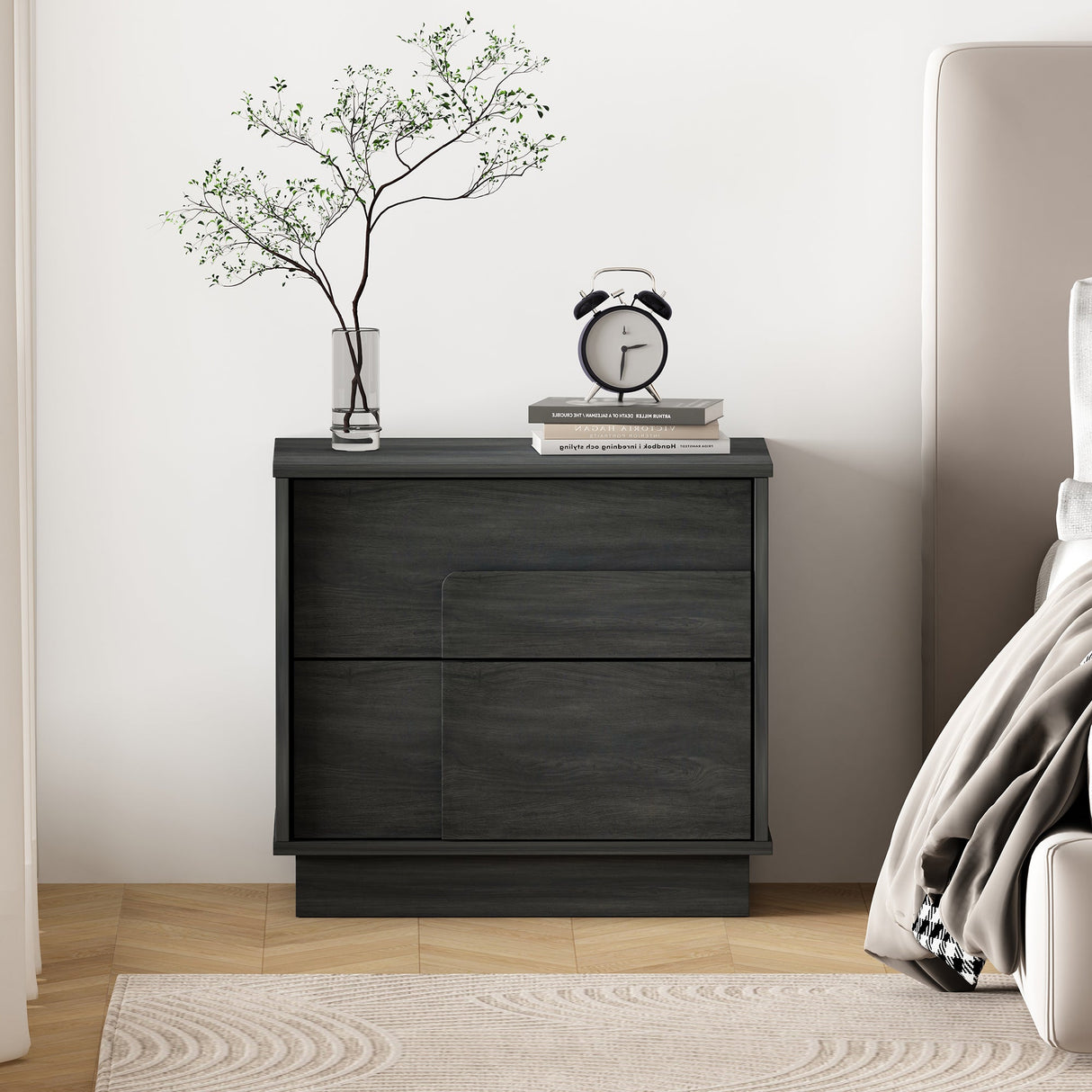 Horizon Nightstand in Charcoal Grey by Manhattan Comfort at Eve Furniture