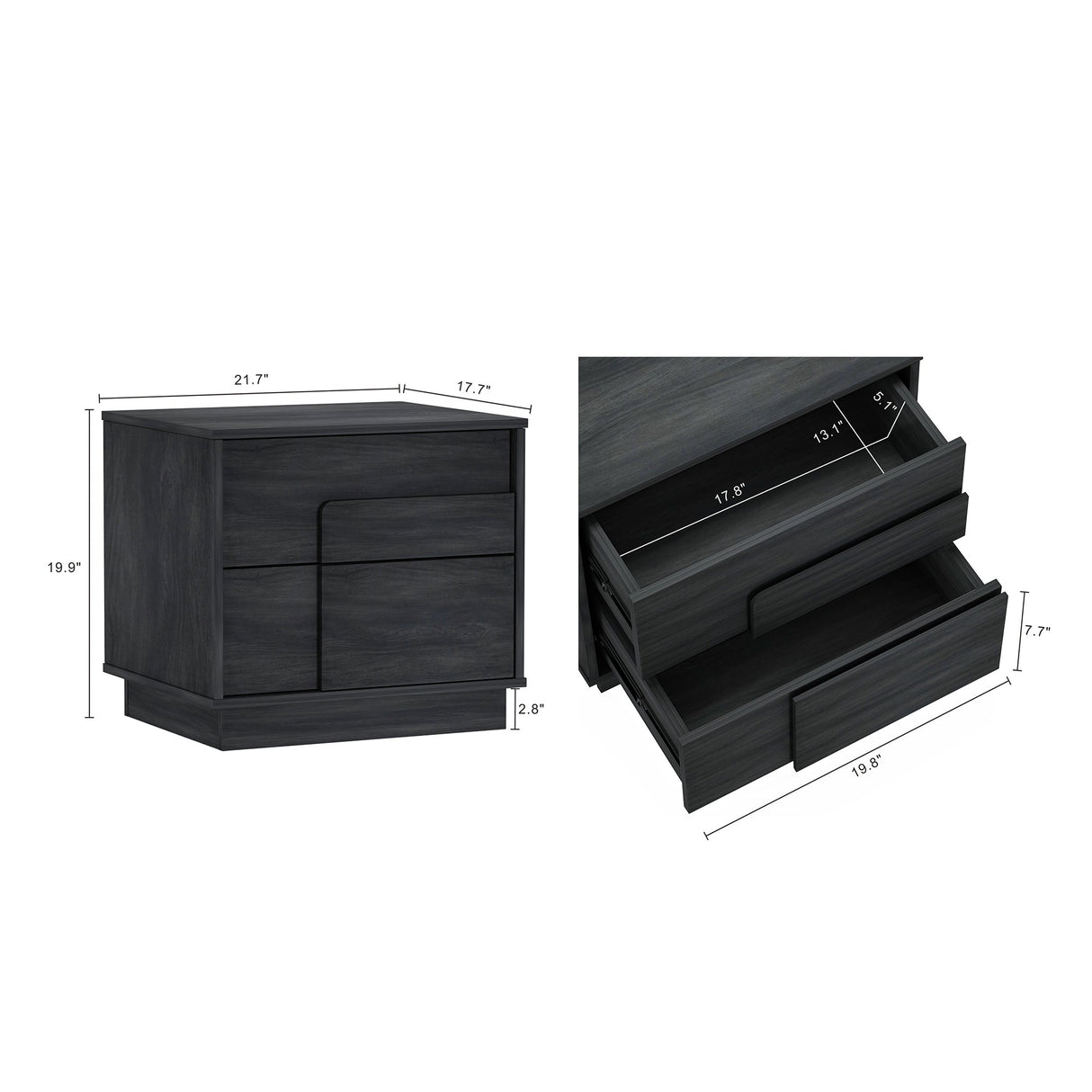 Horizon Nightstand in Charcoal Grey by Manhattan Comfort at Eve Furniture