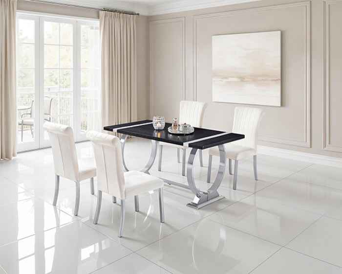Horley Silver/Black 5-Piece Dining Room Set by Furniture of America at Eve Furniture