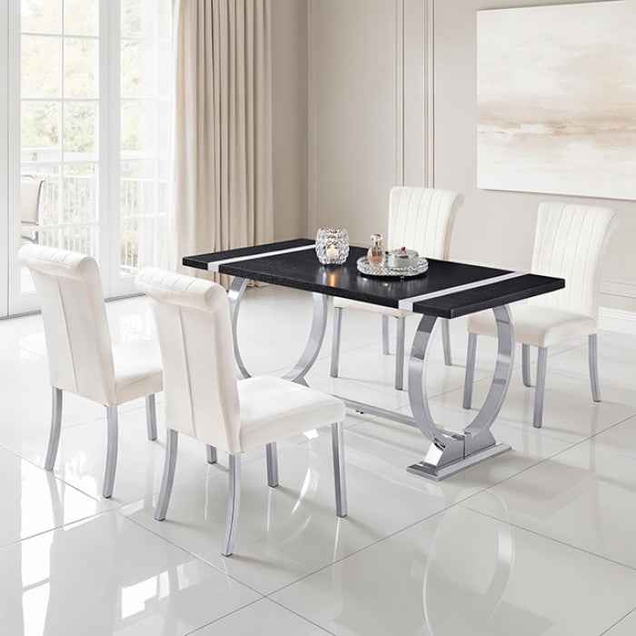 Horley Silver/Black 5-Piece Dining Room Set by Furniture of America at Eve Furniture