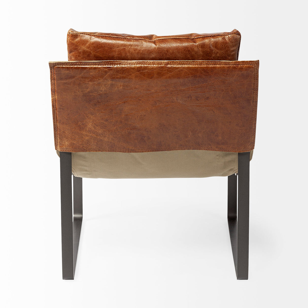 Hornet I 27.0L x 35.0W x 36.0H Brown Leather Unibody Seat w/ Black Metal Frame Accent Chair by Mercana at Eve Furniture
