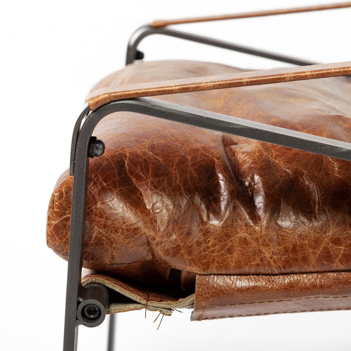 Hornet I 27.0L x 35.0W x 36.0H Brown Leather Unibody Seat w/ Black Metal Frame Accent Chair by Mercana at Eve Furniture
