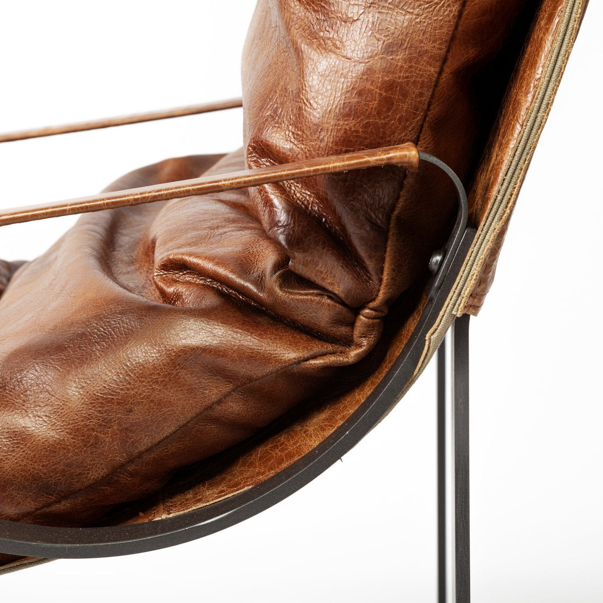 Hornet I Brown Leather Unibody Seat w/ Black Metal Frame Accent Chair by Mercana at Eve Furniture