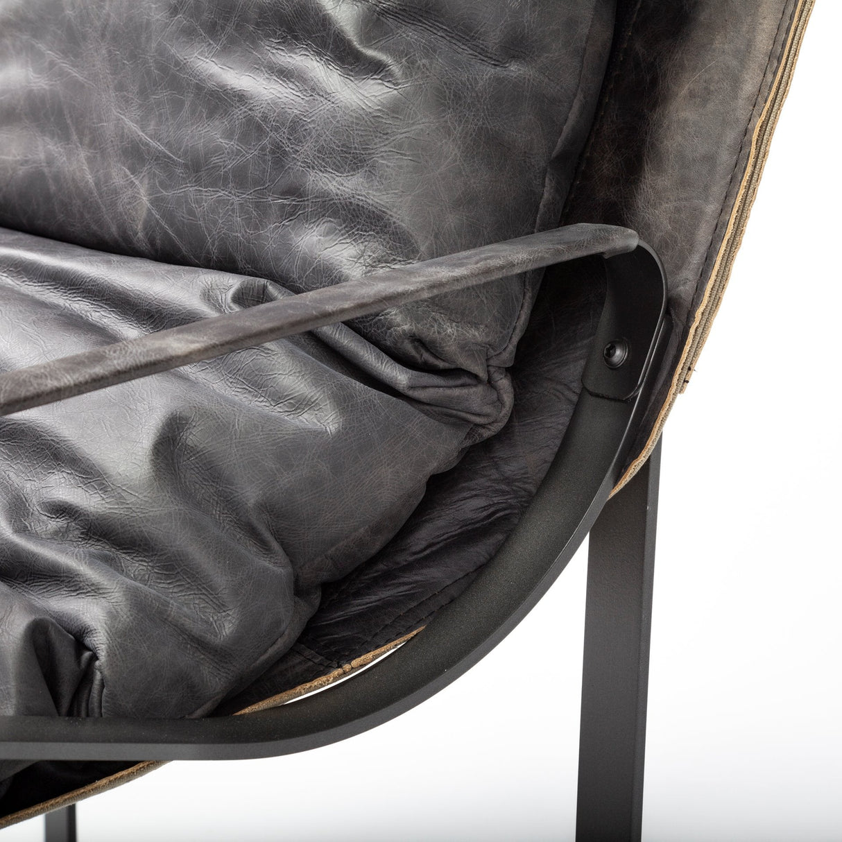Hornet II Black Leather Body Metal Frame Accent Chair by Mercana at Eve Furniture