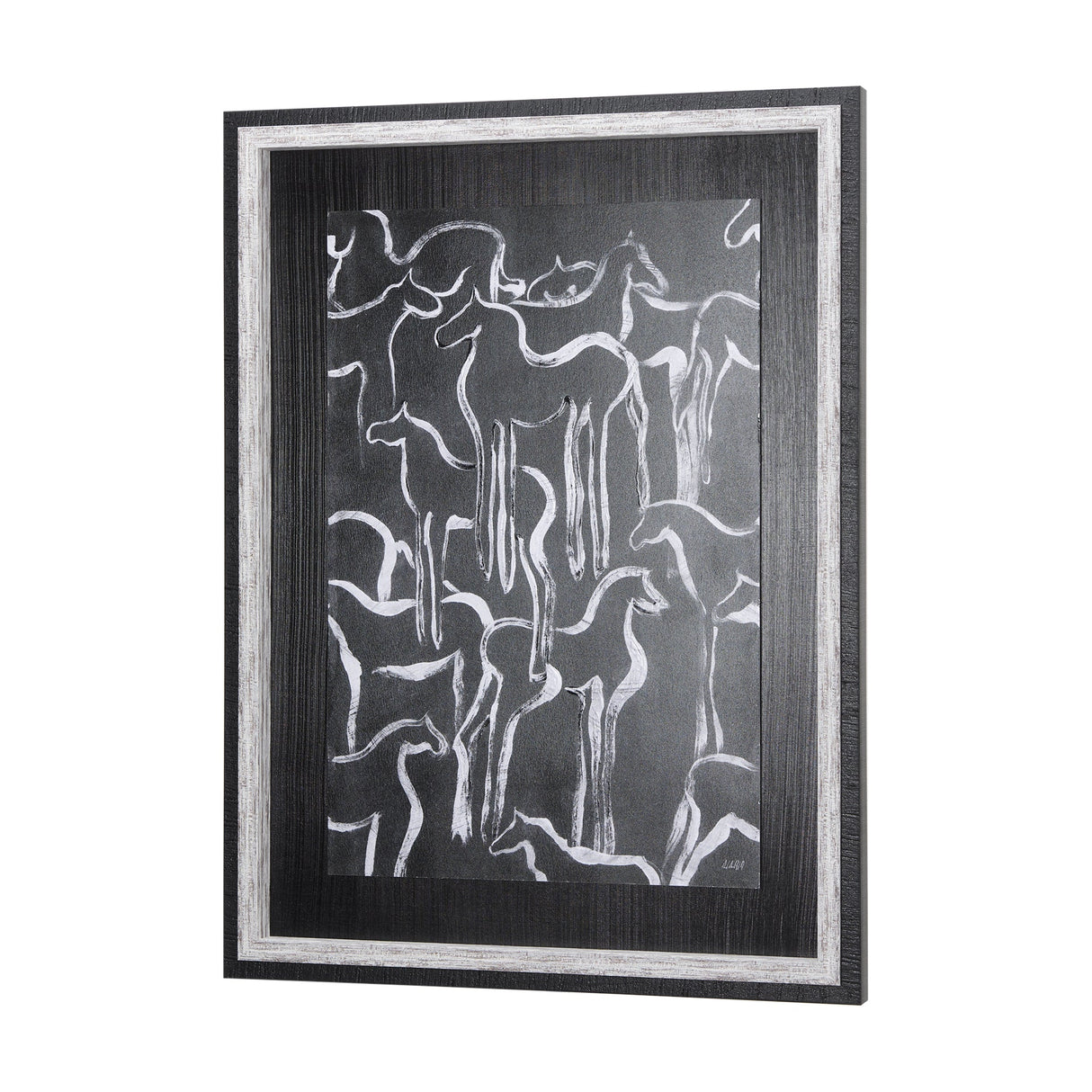 Horse Herd II by Mercana Studio a Hand Embellished Textured Framed Art Print by Mercana at Eve Furniture