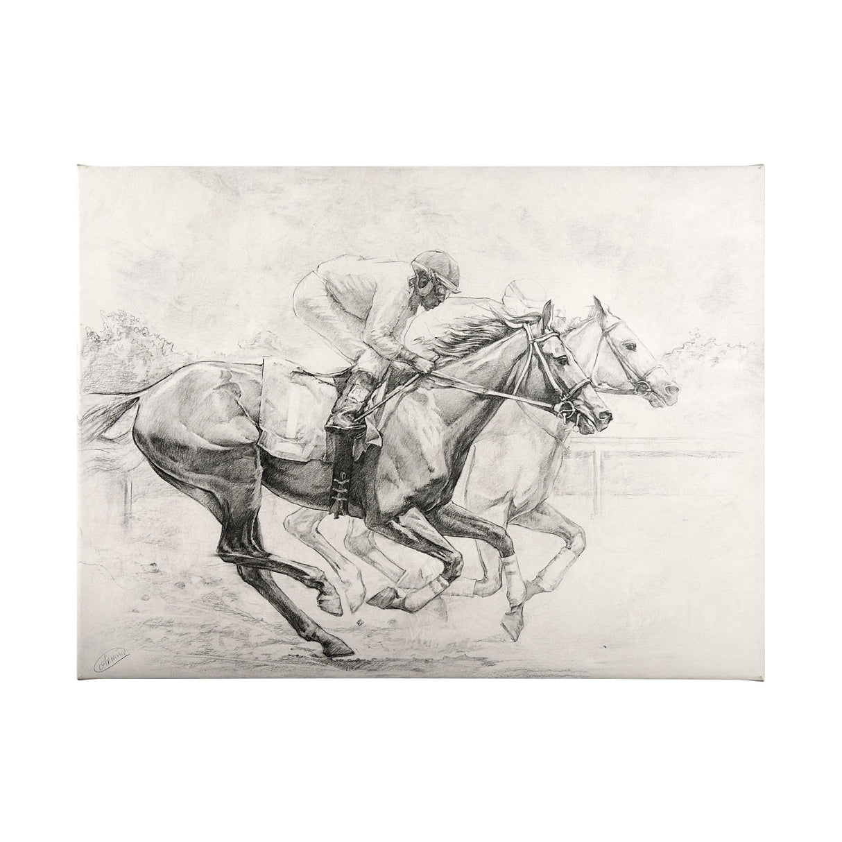 Horse Racing I by Mercana Studio a Hand Embellished Textured Canvas by Mercana at Eve Furniture