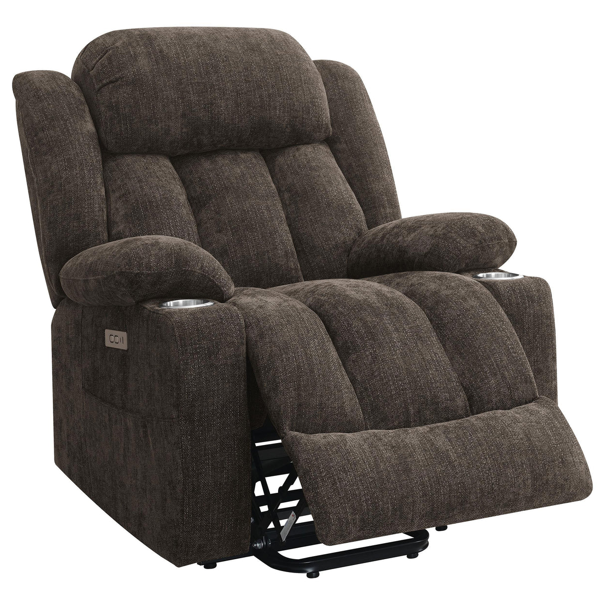 Houston Dark Brown Upholstered Power Lift Recliner Chair by Coaster at Eve Furniture