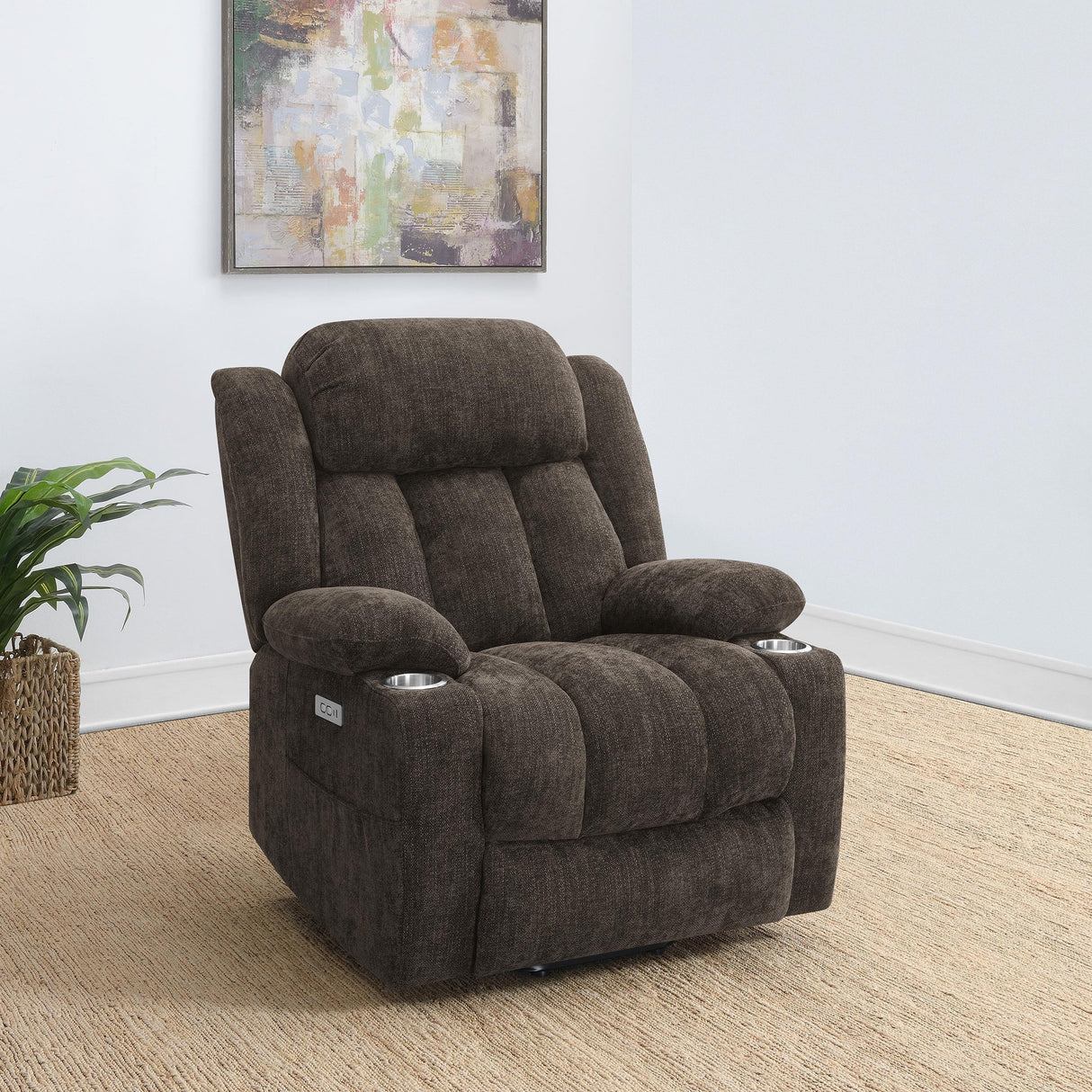 Houston Dark Brown Upholstered Power Lift Recliner Chair by Coaster at Eve Furniture