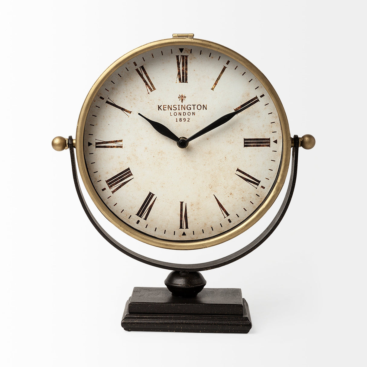 Houston Gold Metal Half Moon Base Table Clock by Mercana at Eve Furniture