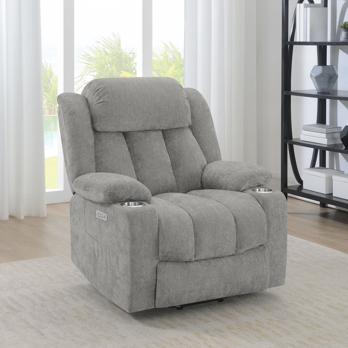 Houston Grey Upholstered Power Lift Recliner Chair by Coaster at Eve Furniture
