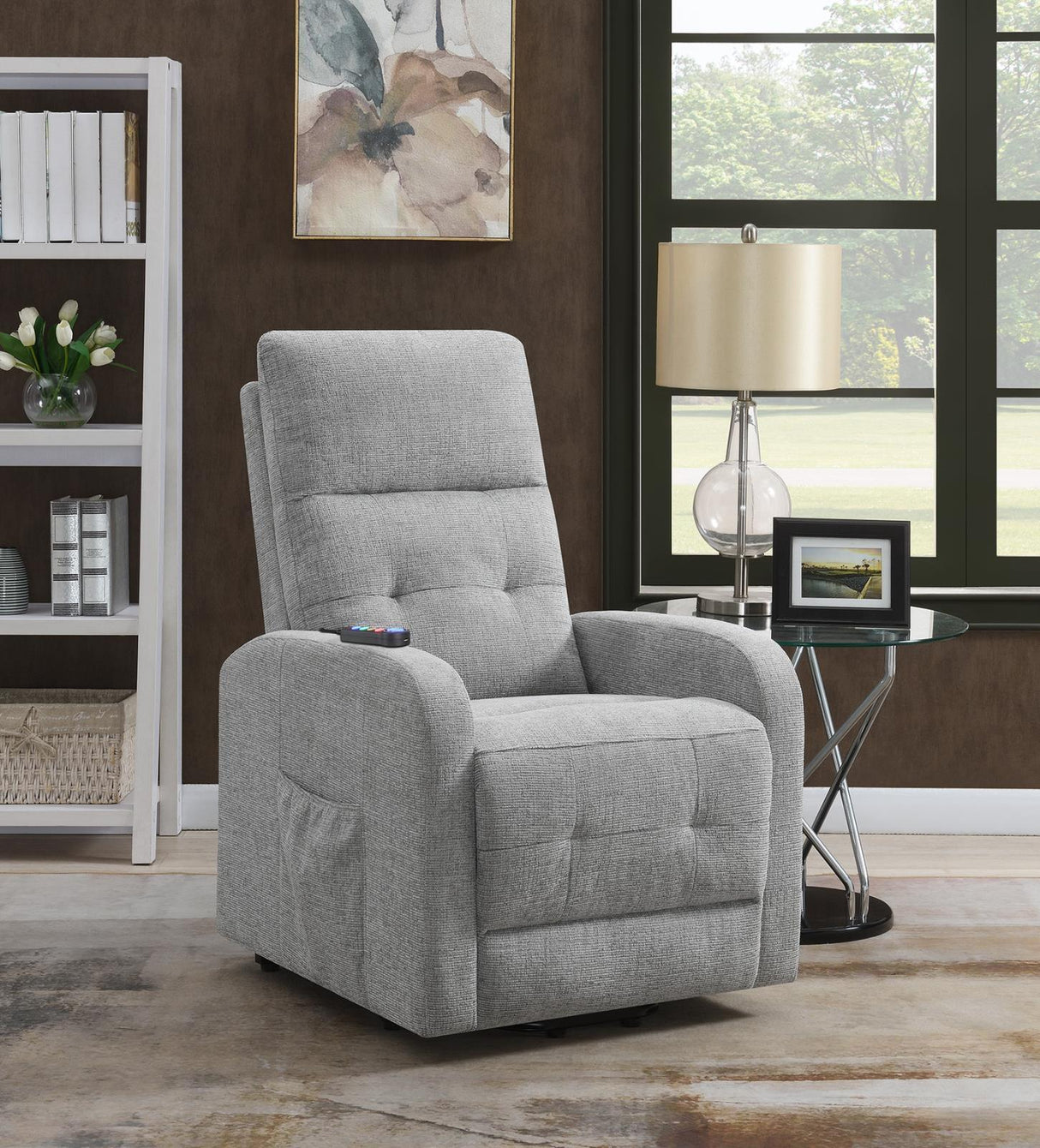 Howie Gray Tufted Upholstered Power Lift Recliner by Coaster at Eve Furniture