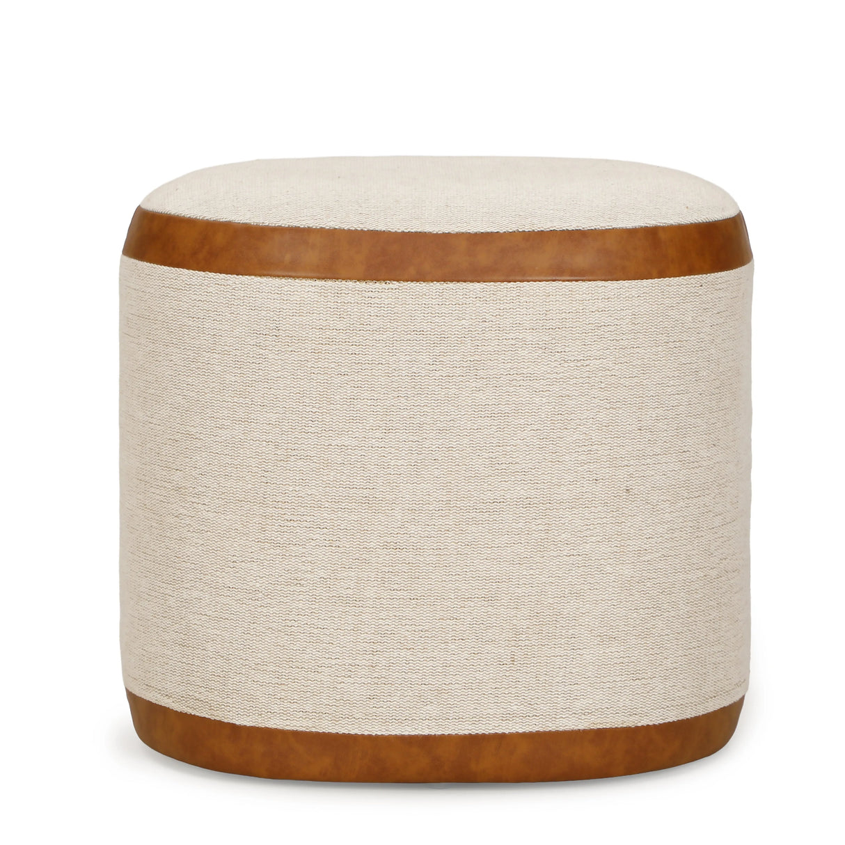 Huche Cotton Jute and Vegan Leather Oval Contract-Grade Pouf by TOV Furniture at Eve Furniture