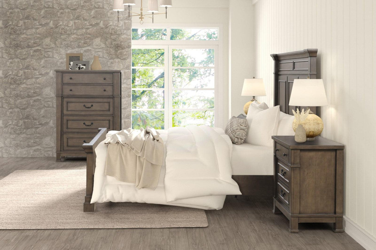 Huddersfield Dark Walnut King Panel Bed by Furniture of America at Eve Furniture