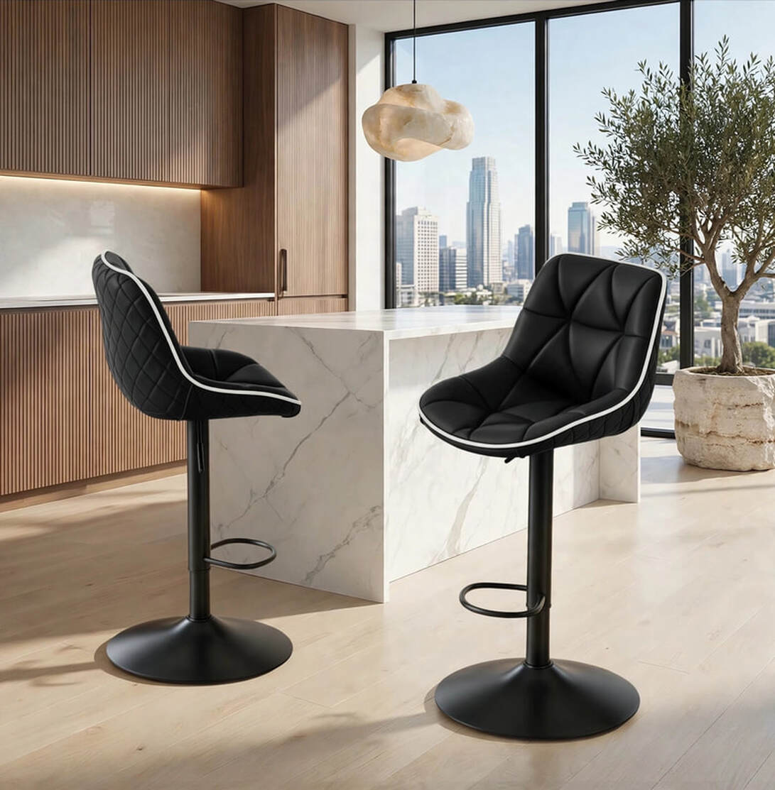 Hudson Black Faux Leather Barstools