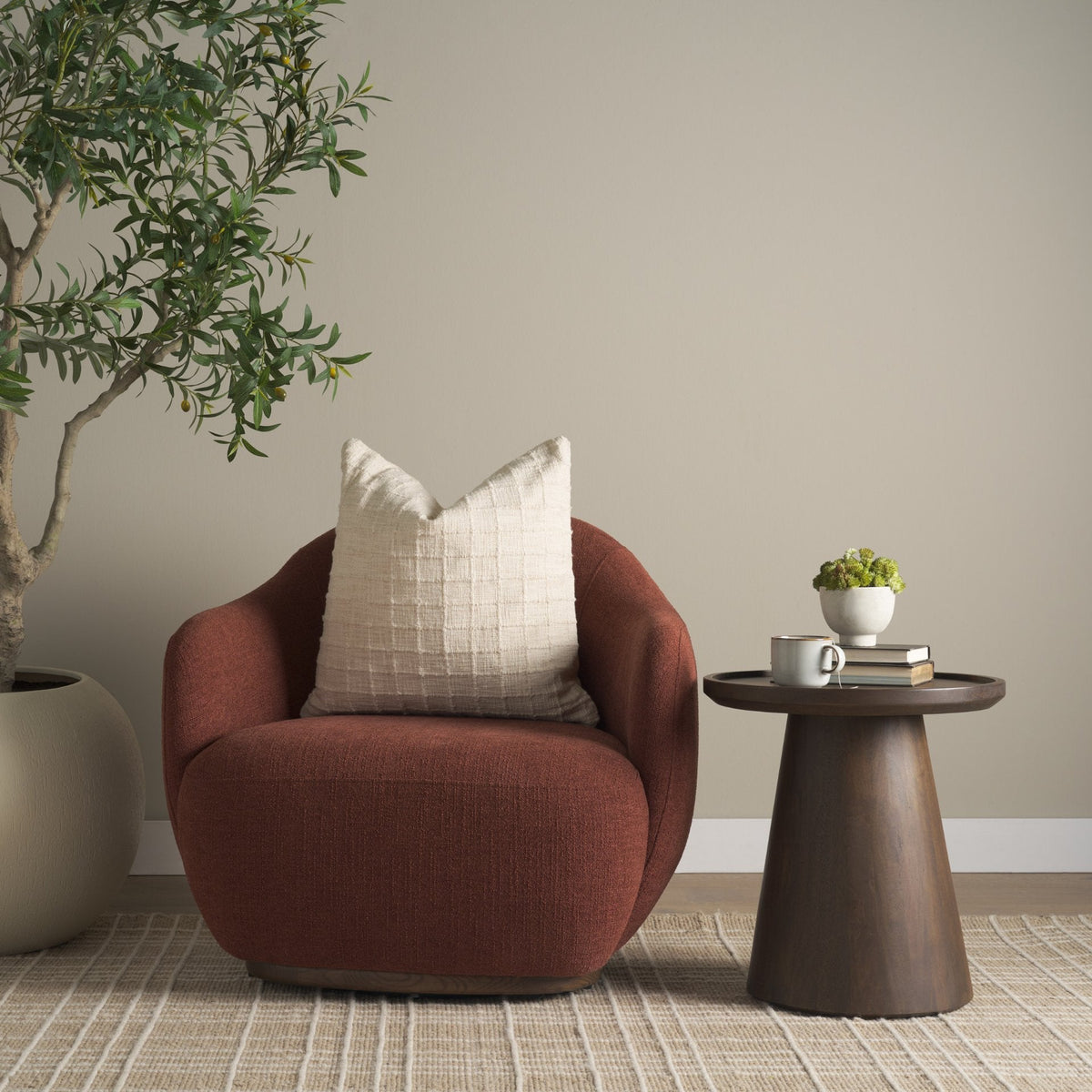 Hudson Burgundy Fabric Upholstered Chair by Mercana at Eve Furniture