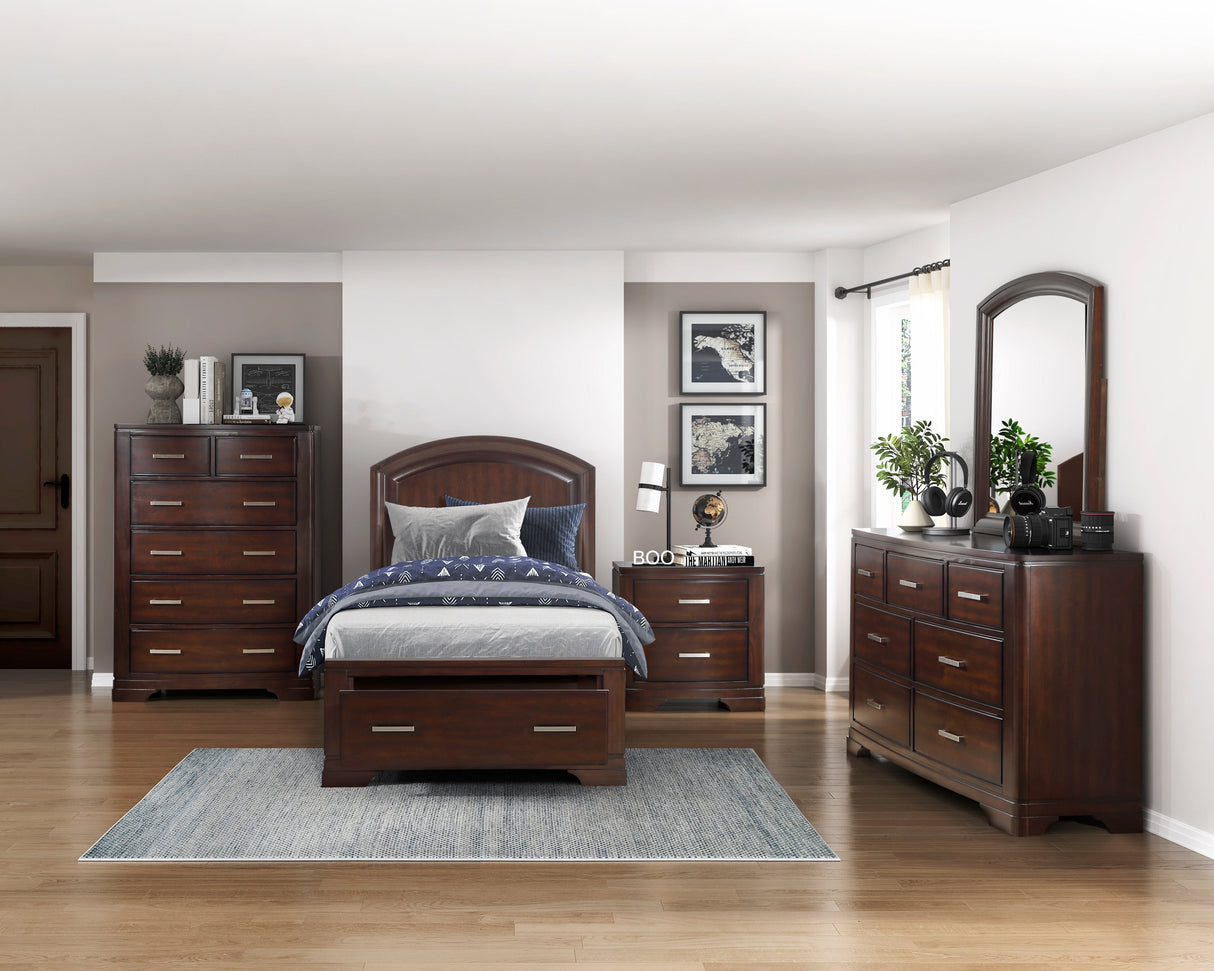 Hudson Cherry Twin Storage Platform Bed by Homelegance at Eve Furniture