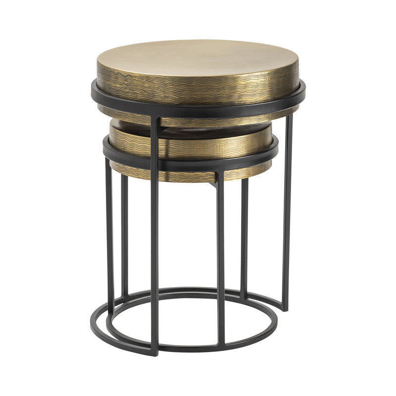 Hudson Gold/Black Textured Brass Nesting Tables by Crestview at Eve Furniture
