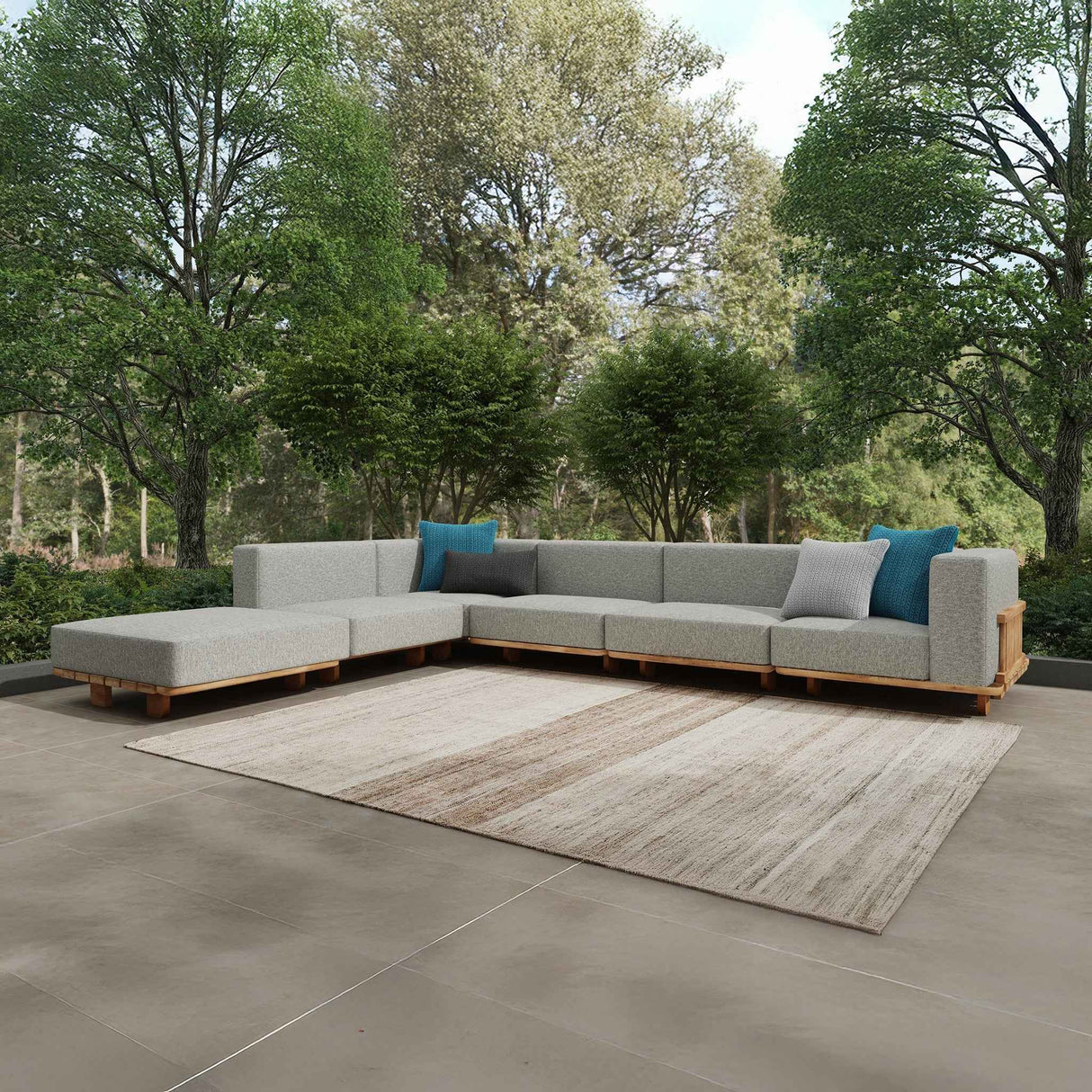 Hudson Natural/Gray Outdoor 6 Piece Sectional by Classic Home at Eve Furniture