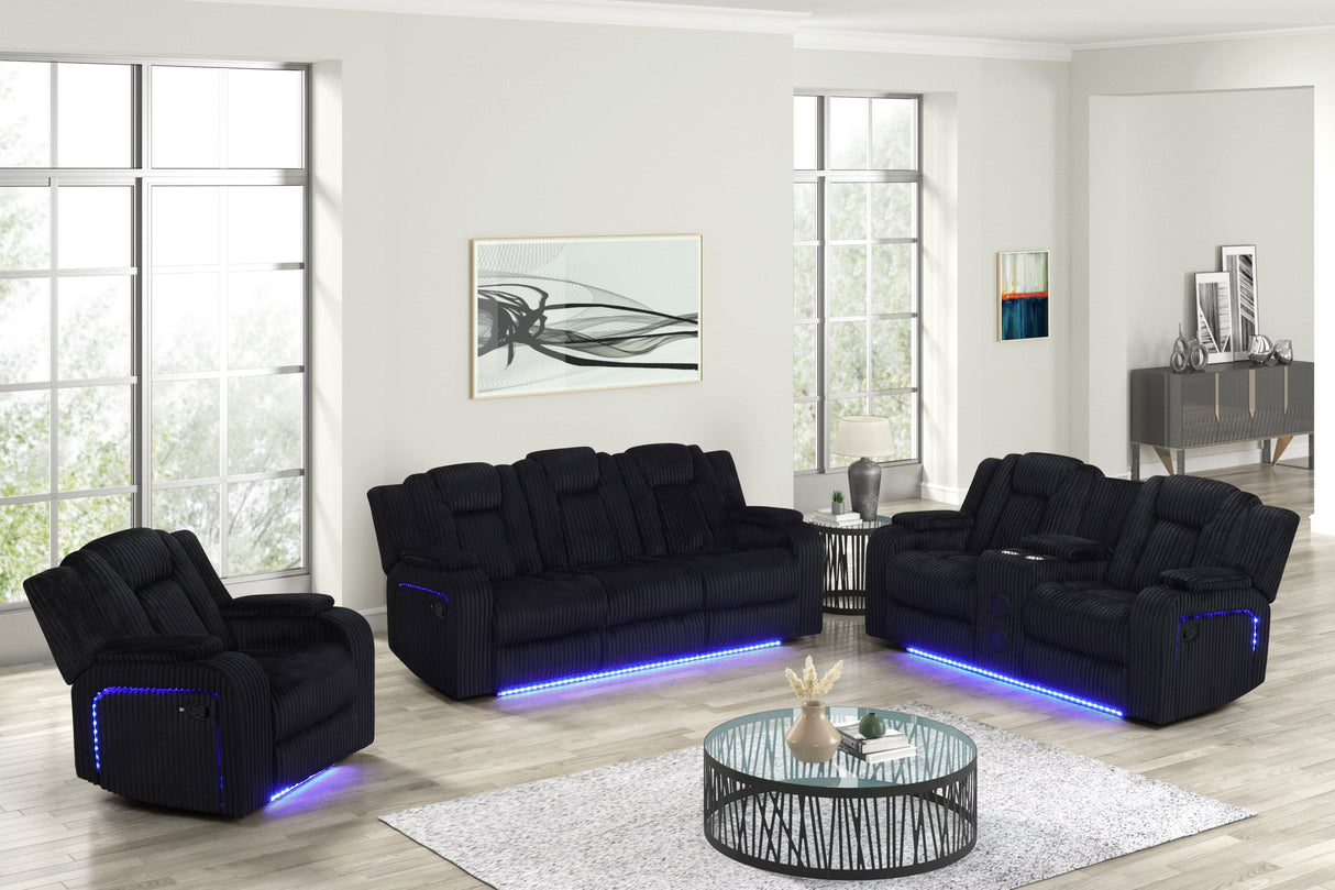 Hulk Black 3-Piece Reclining Set by Happy Homes at Eve Furniture