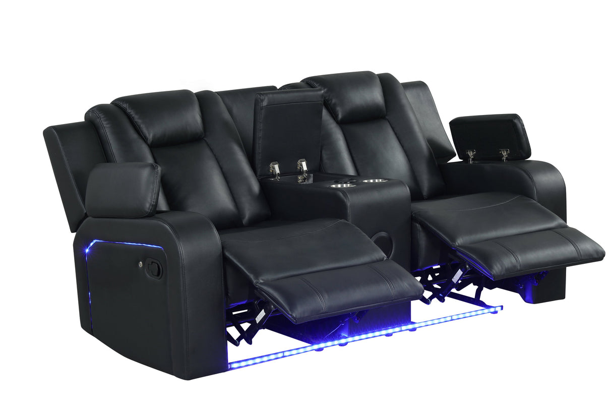 Hulk Black Leather Gel 3-Piece Reclining Set by Happy Homes at Eve Furniture
