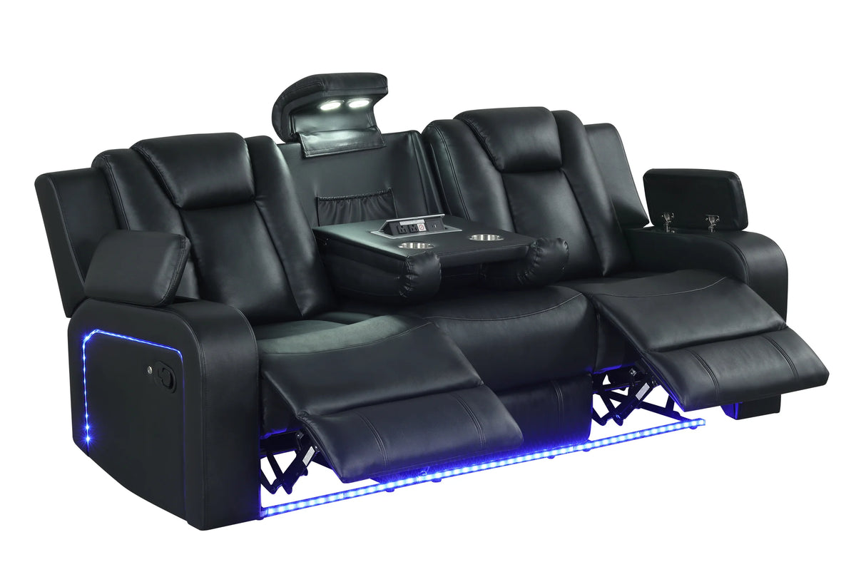 Hulk Black Leather Gel 3-Piece Reclining Set by Happy Homes at Eve Furniture