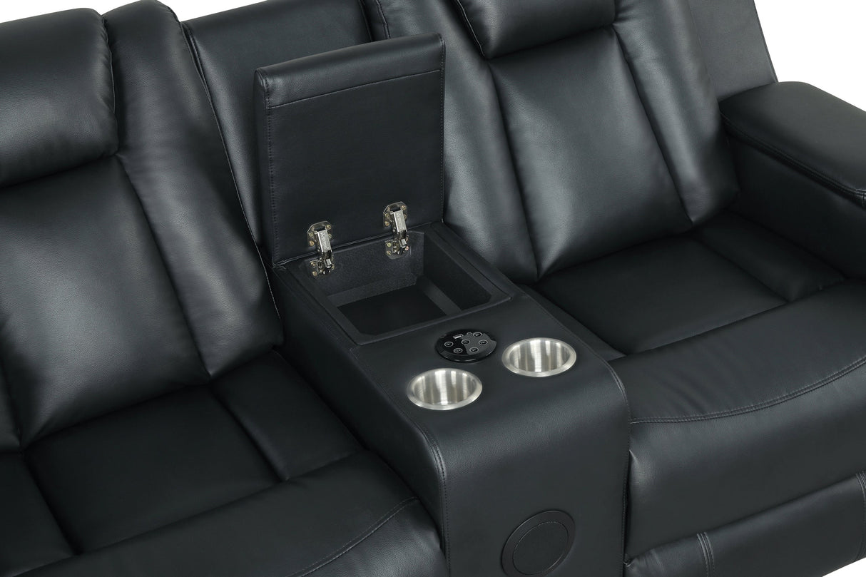 Hulk Black Leather Gel 3-Piece Reclining Set by Happy Homes at Eve Furniture
