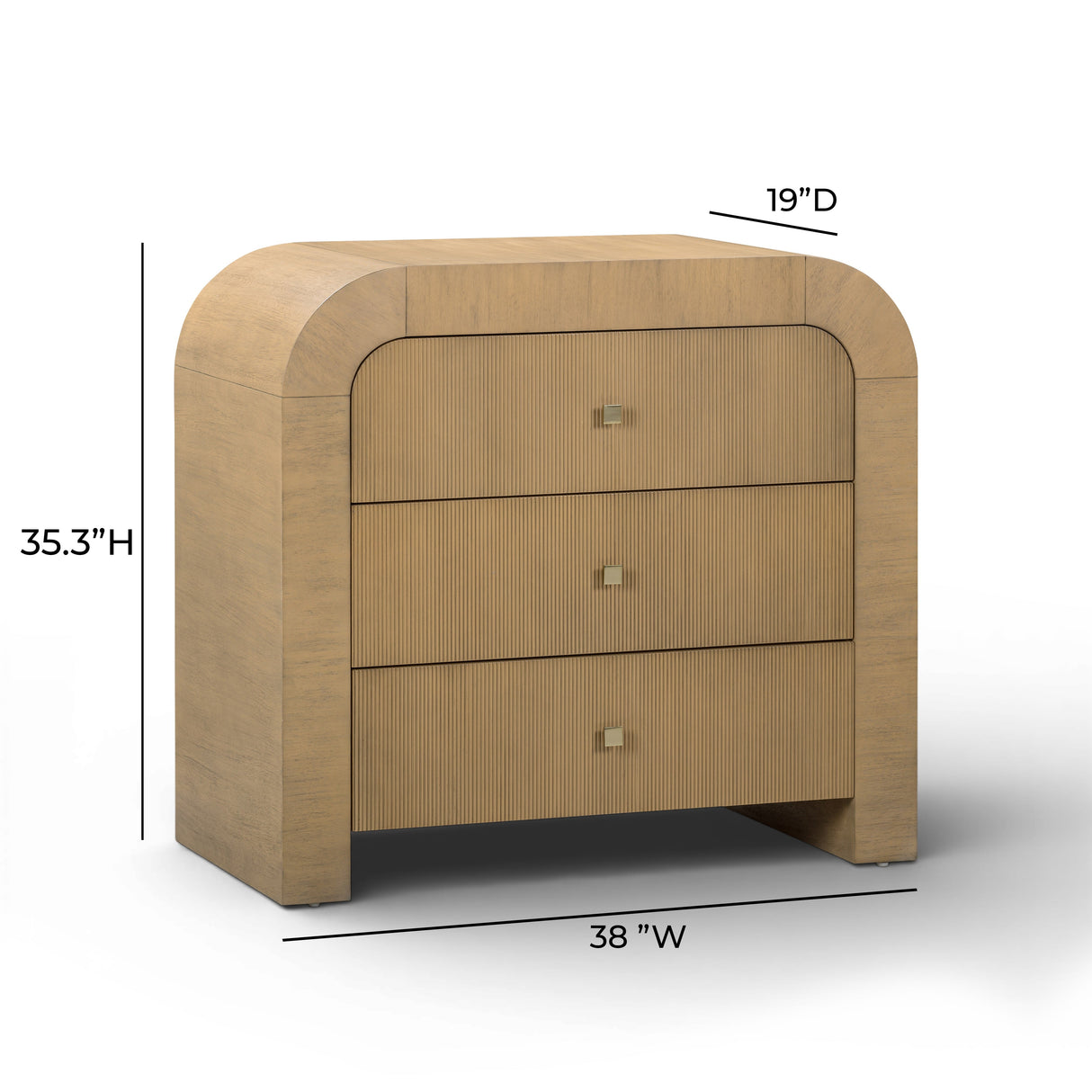 Hump 38" Arched 3-Drawer Bedside Chest by TOV Furniture at Eve Furniture