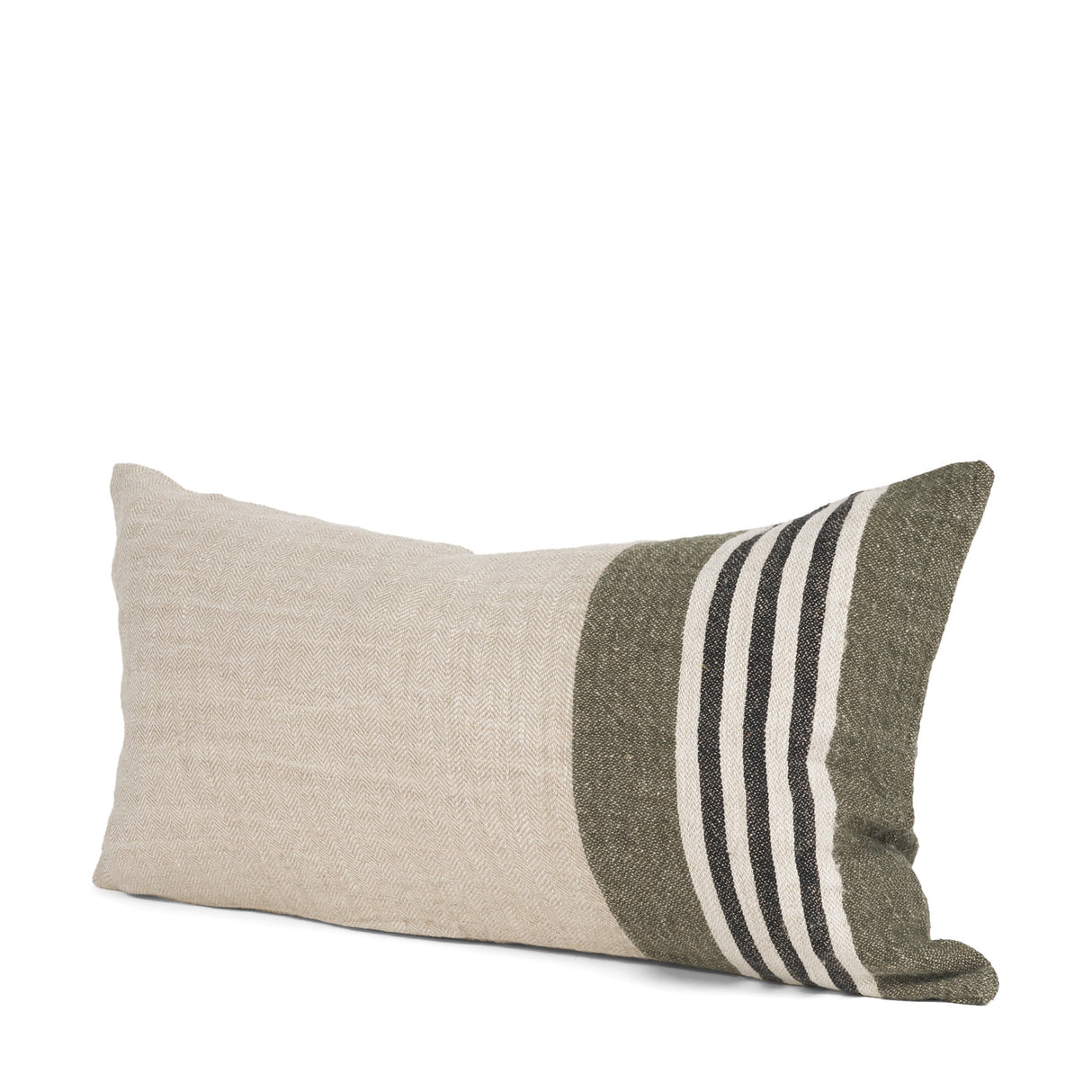 Hunter 14x26 Lumbar Oatmeal w/ Green Stripe Decorative Pillow Cover by Mercana at Eve Furniture