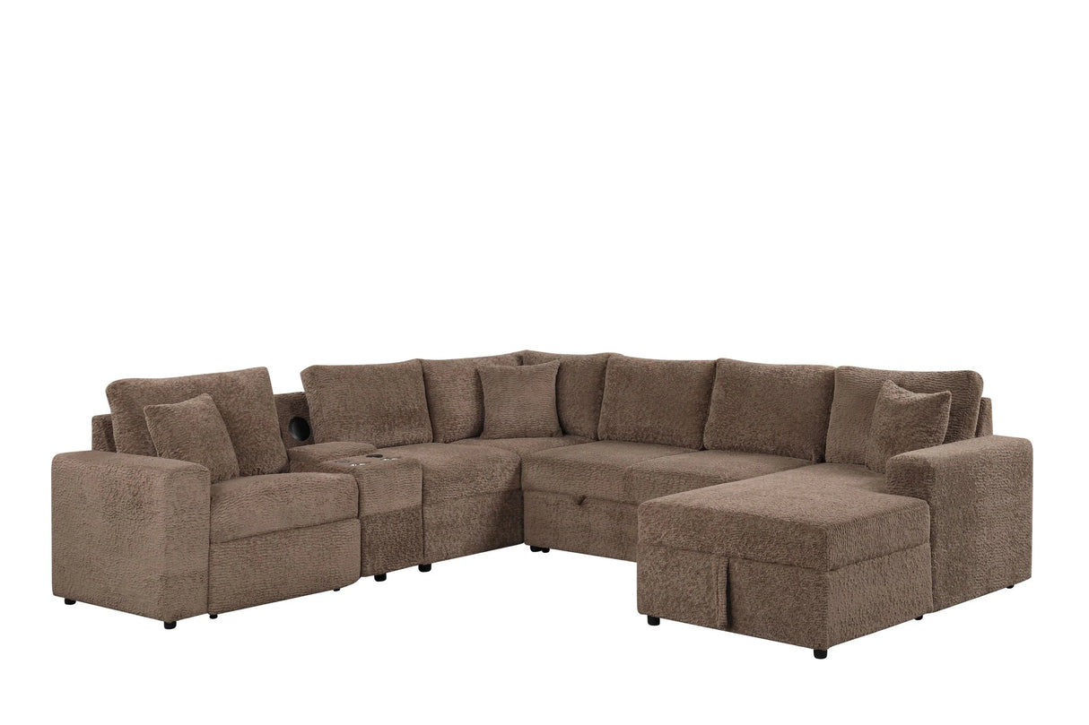 Hunter Mocha Sectional with Bluetooth Speaker & Pull-Out Bed by Happy Homes at Eve Furniture