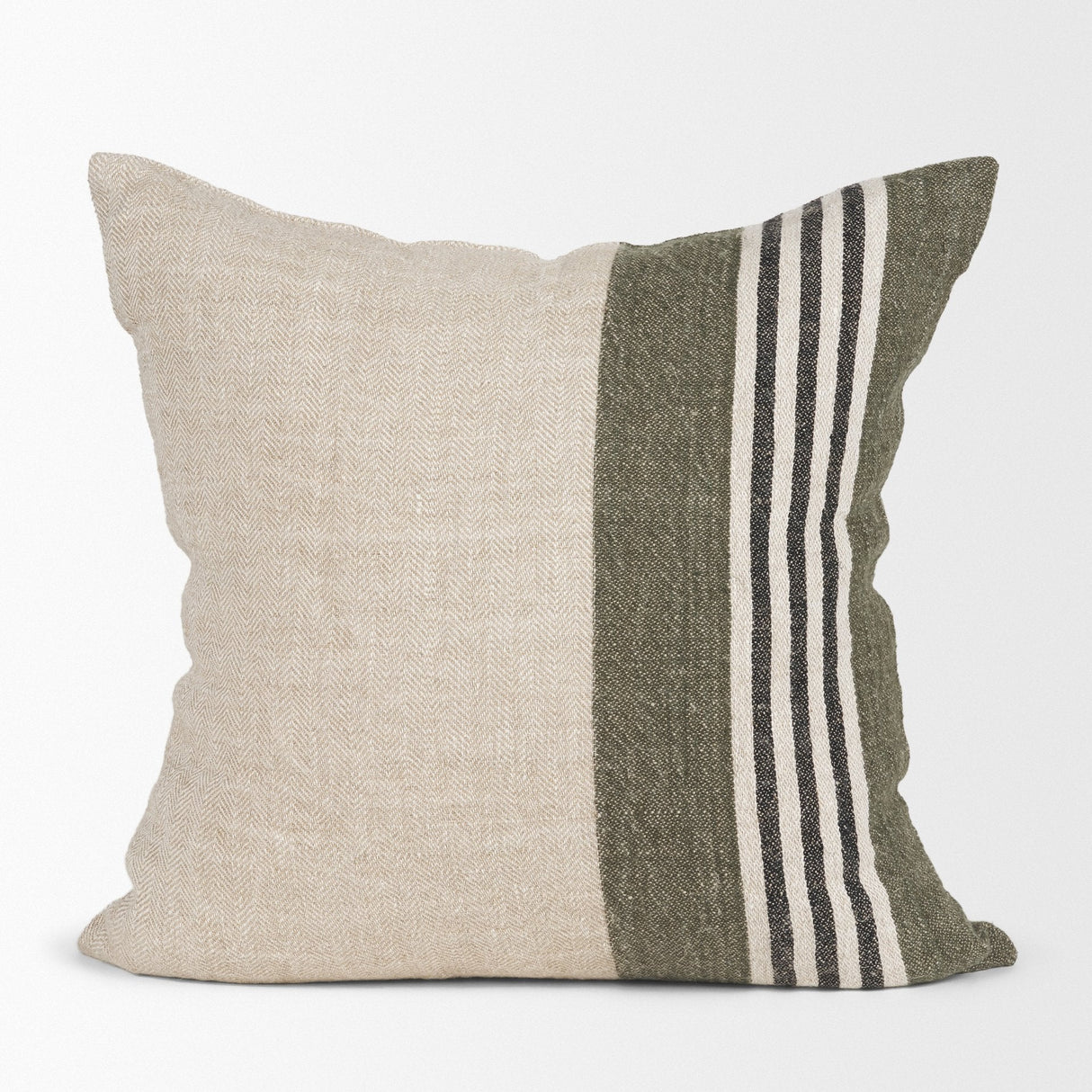 Hunter 20x20 Square Oatmeal w/ Green Stripe Decorative Pillow Cover by Mercana at Eve Furniture