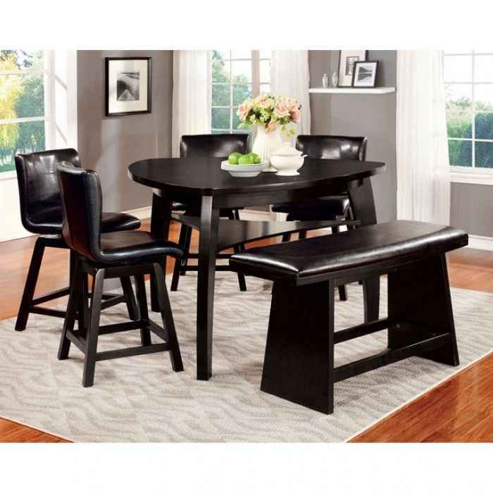 Hurley Black 6-Piece Counter Height Set w/ Bench by Furniture of America at Eve Furniture
