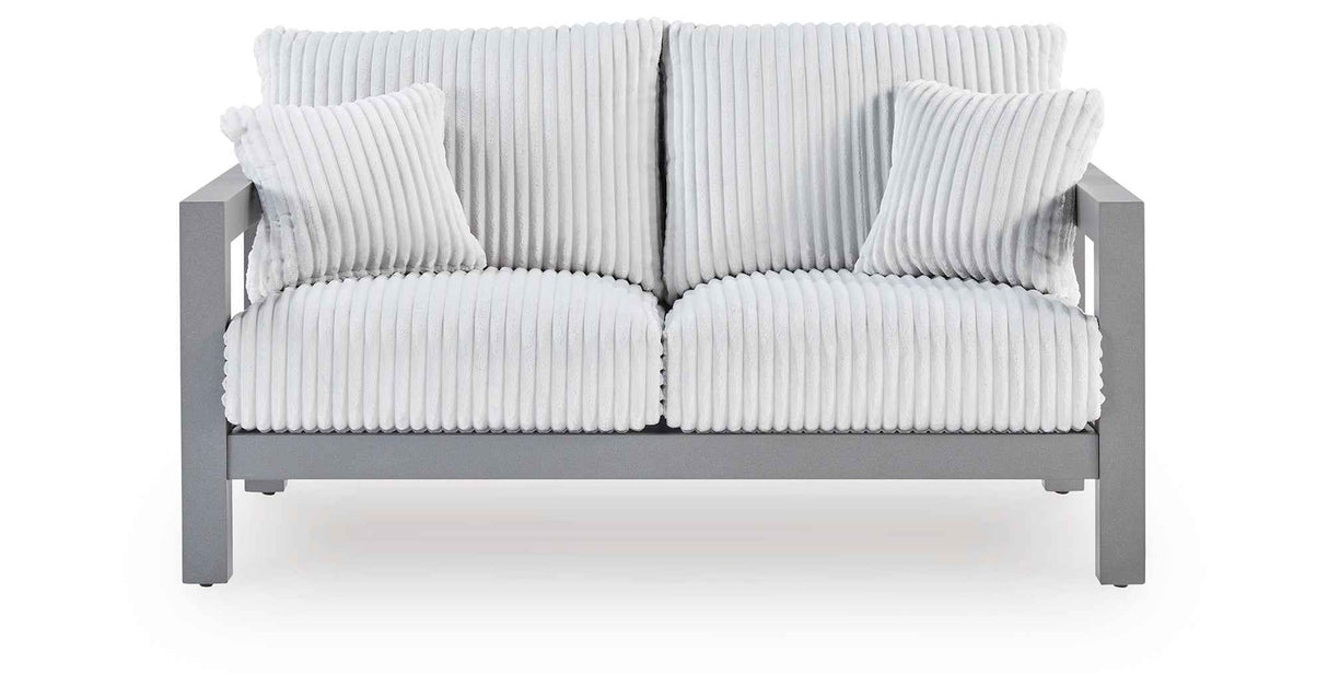 Hurley Park Gray Outdoor Sofa and Loveseat by Ashley at Eve Furniture