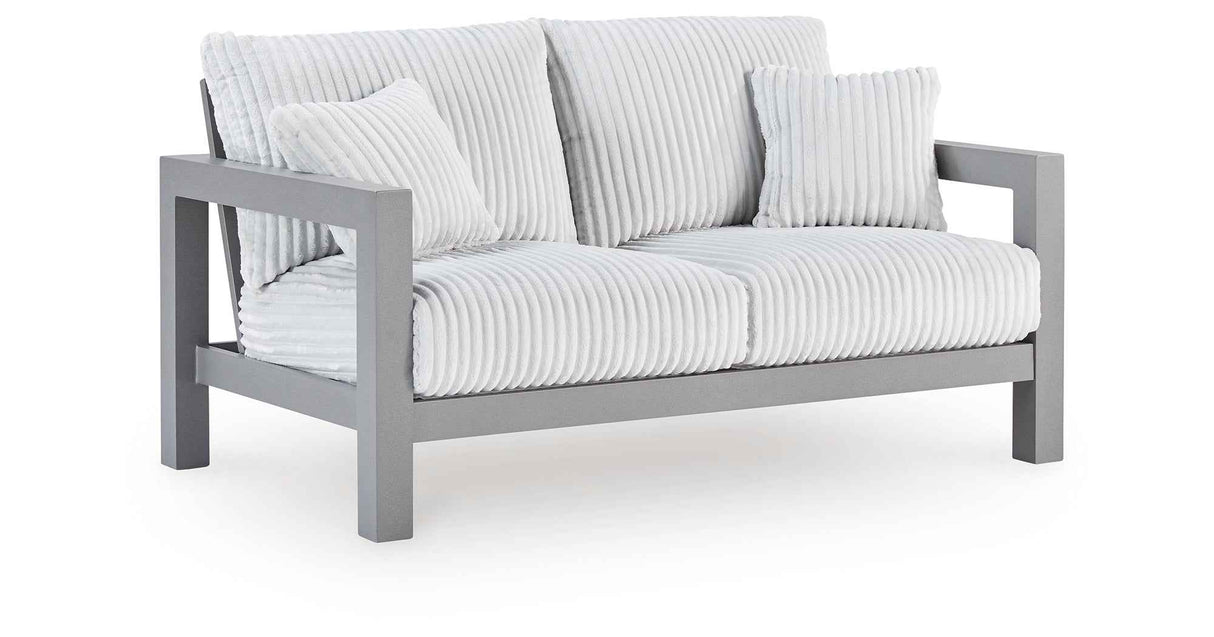 Hurley Park Gray Outdoor Sofa and Loveseat by Ashley at Eve Furniture
