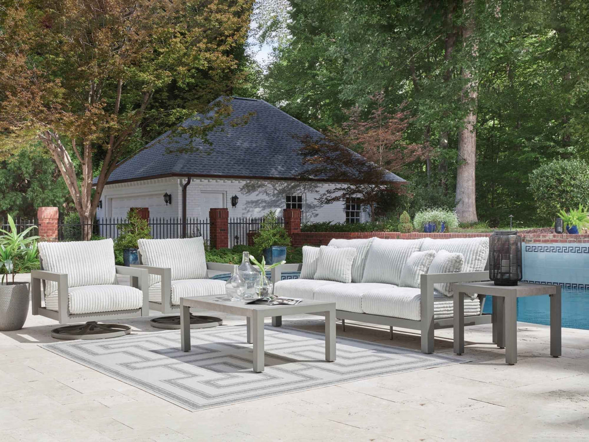 Hurley Park Gray Outdoor Sofa with 2 Lounge Chairs by Ashley at Eve Furniture