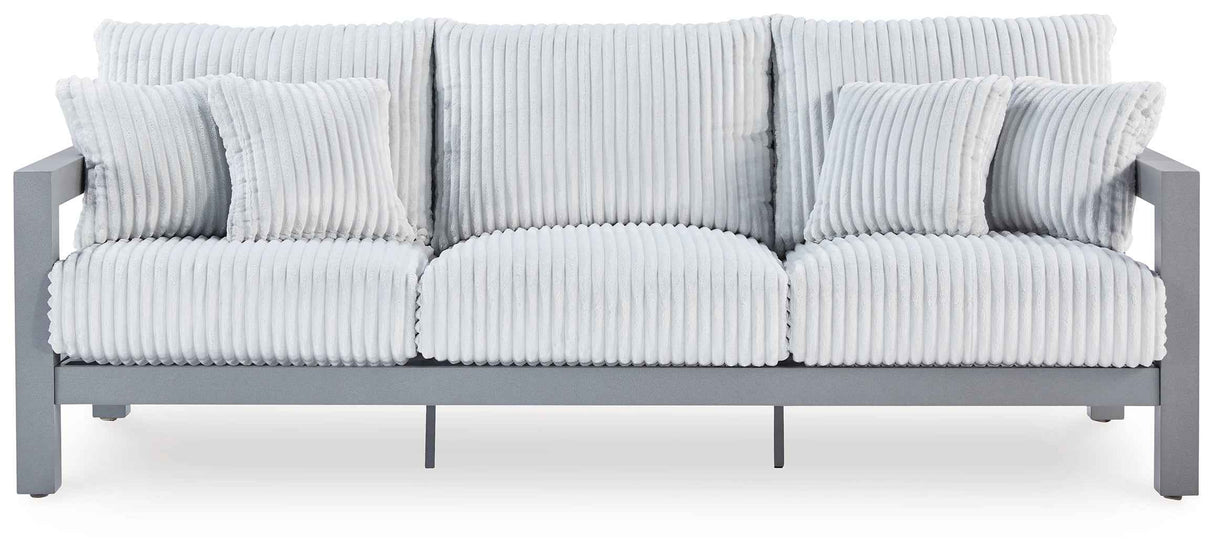 Hurley Park Gray Outdoor Sofa with 2 Lounge Chairs by Ashley at Eve Furniture