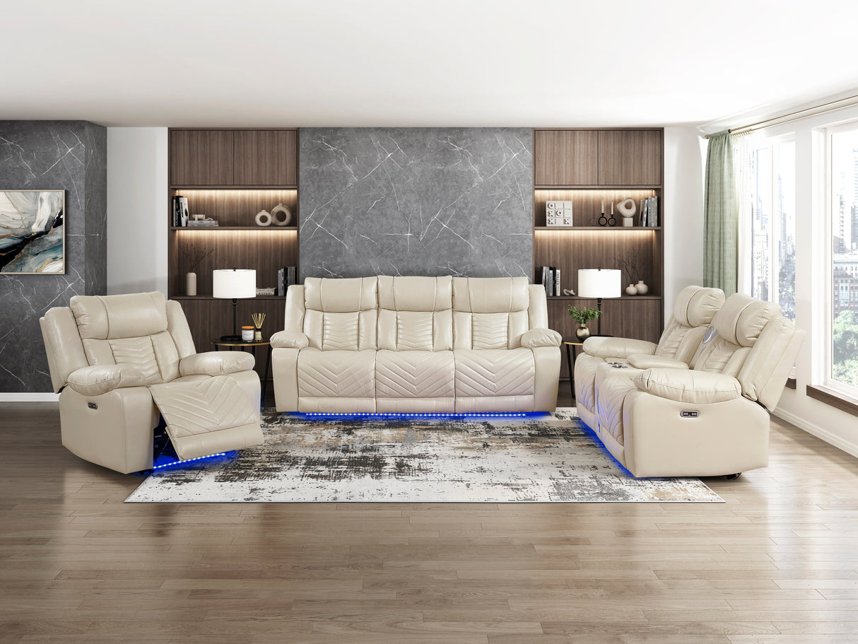 Huron Beige Power Double Reclining Sofa by Homelegance at Eve Furniture
