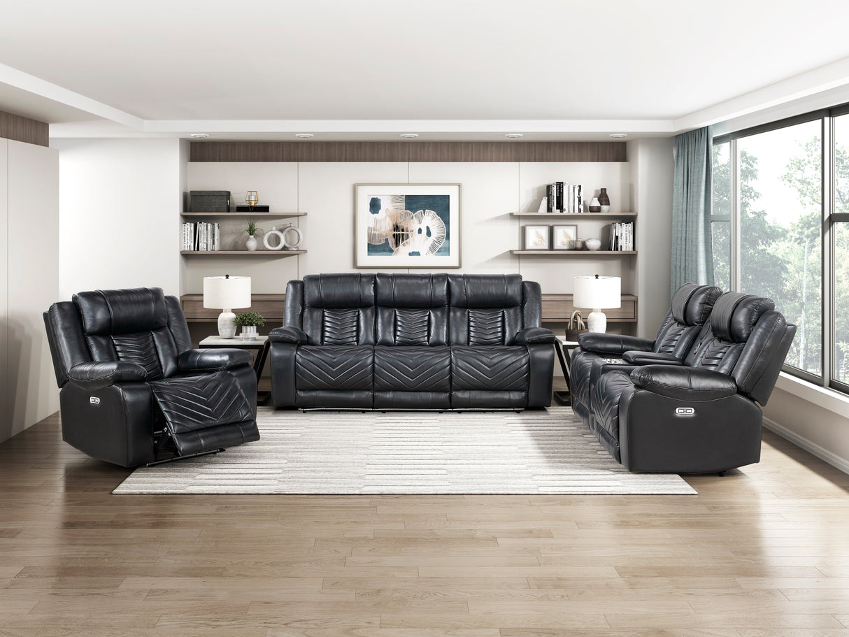 Huron Black Power Double Reclining Sofa by Homelegance at Eve Furniture