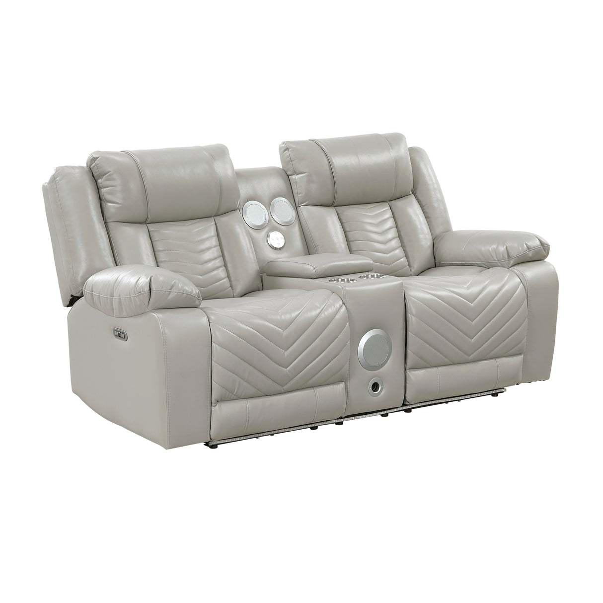 Huron Gray Power Double Reclining Loveseat with Center Console by Homelegance at Eve Furniture