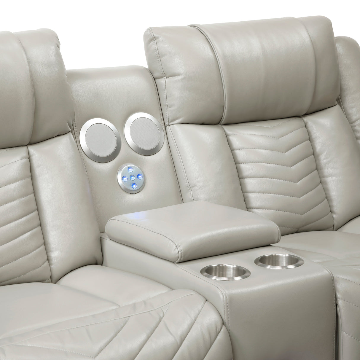 Huron Gray Power Double Reclining Loveseat with Center Console by Homelegance at Eve Furniture