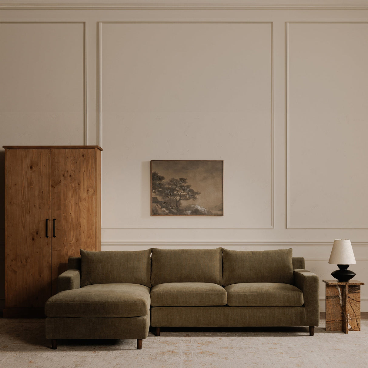 Hutton Olive Right Sectional by Moe's Home at Eve Furniture