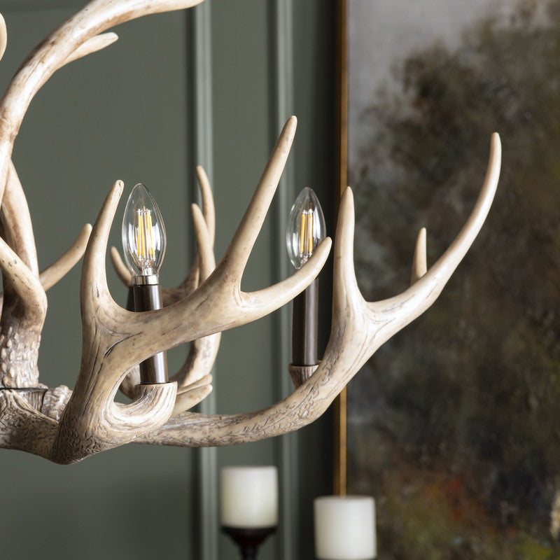 Huxley Antler Brown Chandelier by Crestview at Eve Furniture