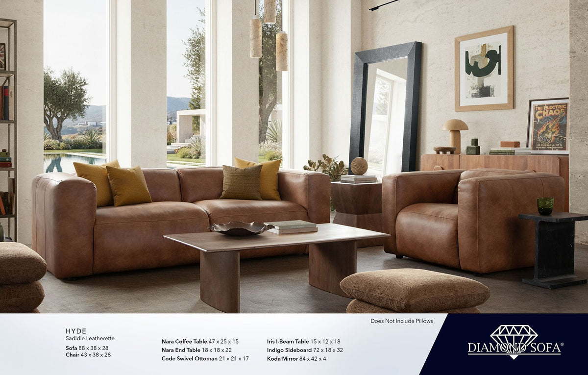 Hyde Saddle Leatherette Sofa by Diamond Sofa at Eve Furniture