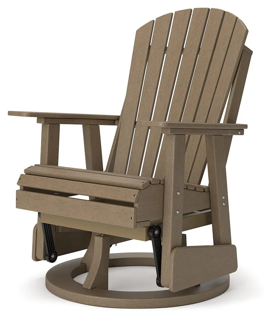 Hyland wave Driftwood Outdoor Swivel Glider Chair by Ashley at Eve Furniture